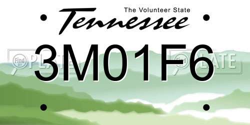 3M01F6 Tennessee License Plate