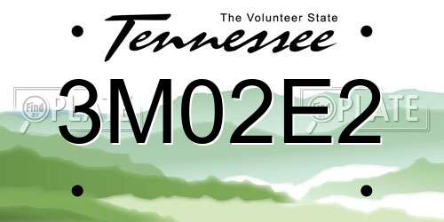 3M02E2 Tennessee License Plate