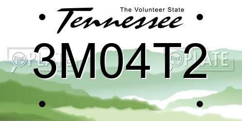 3M04T2 Tennessee License Plate