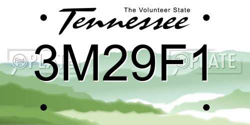 3M29F1 Tennessee License Plate