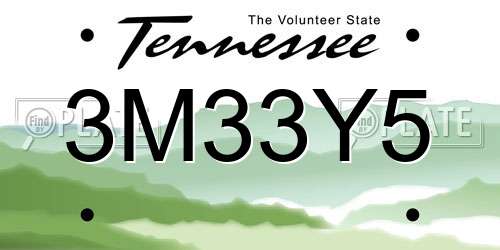 3M33Y5 Tennessee License Plate