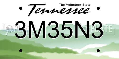 3M35N3 Tennessee License Plate