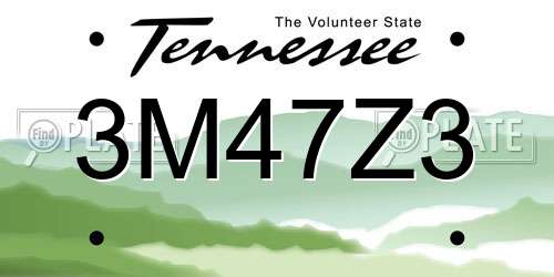 3M47Z3 Tennessee License Plate