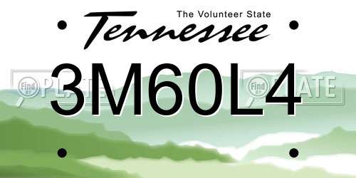 3M60L4 Tennessee License Plate