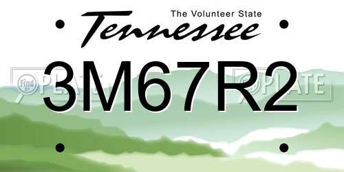 3M67R2 Tennessee License Plate