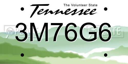 3M76G6 Tennessee License Plate