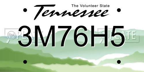 3M76H5 Tennessee License Plate