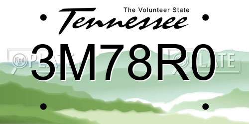 3M78R0 Tennessee License Plate