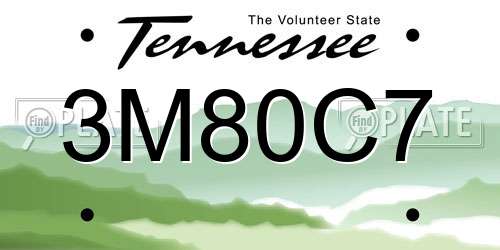 3M80C7 Tennessee License Plate