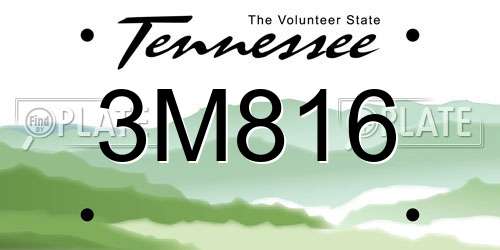 3M816 Tennessee License Plate
