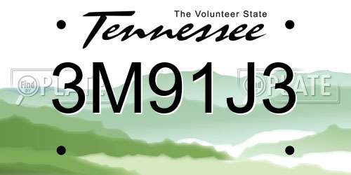 3M91J3 Tennessee License Plate