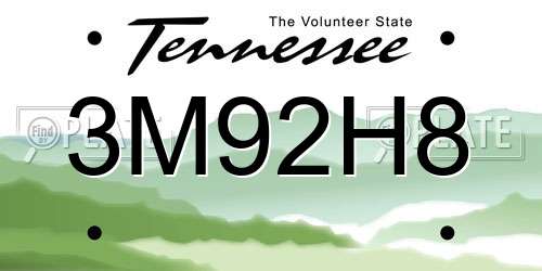 3M92H8 Tennessee License Plate
