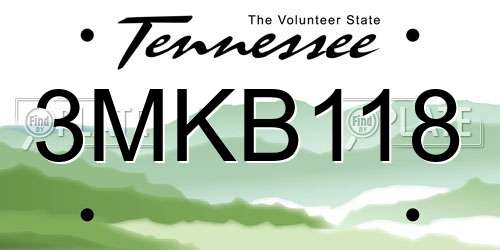 3MKB118 Tennessee License Plate