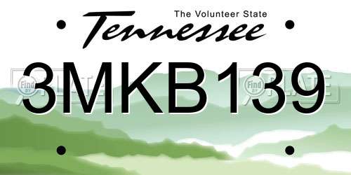 3MKB139 Tennessee License Plate