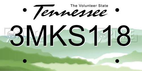 3MKS118 Tennessee License Plate