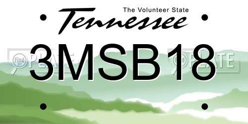 3MSB18 Tennessee License Plate