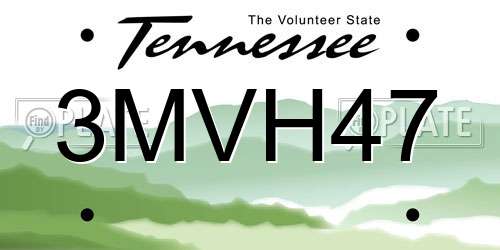 3MVH47 Tennessee License Plate