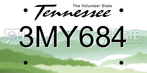 3MY684 Tennessee License Plate