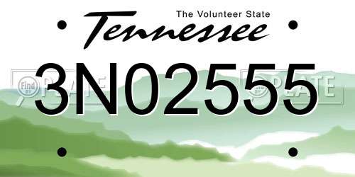 3N02555 Tennessee License Plate