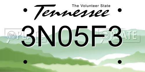 3N05F3 Tennessee License Plate