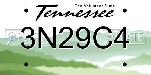 3N29C4 Tennessee License Plate