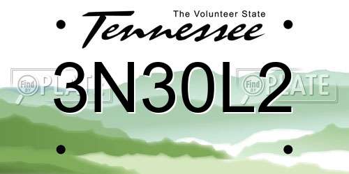 3N30L2 Tennessee License Plate