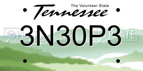 3N30P3 Tennessee License Plate