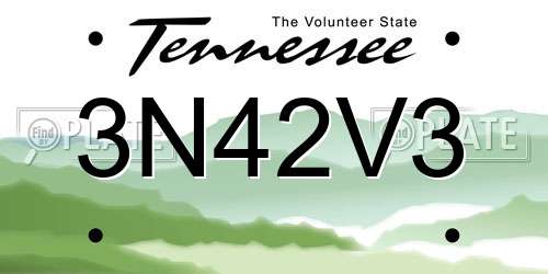 3N42V3 Tennessee License Plate