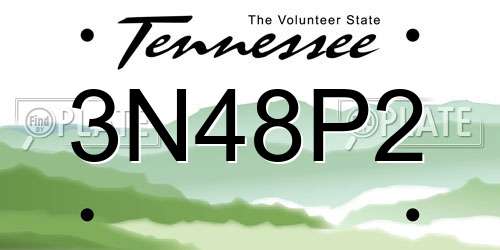 3N48P2 Tennessee License Plate