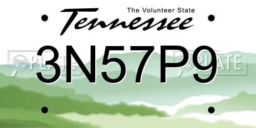 3N57P9 Tennessee License Plate