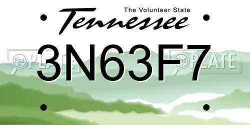 3N63F7 Tennessee License Plate