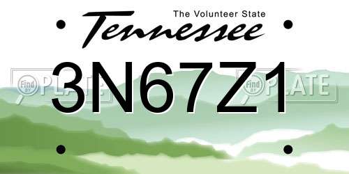 3N67Z1 Tennessee License Plate