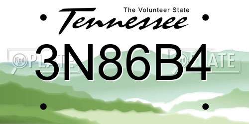 3N86B4 Tennessee License Plate