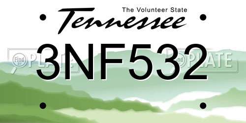 3NF532 Tennessee License Plate