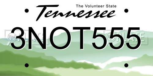 3NOT555 Tennessee License Plate