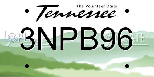 3NPB96 Tennessee License Plate