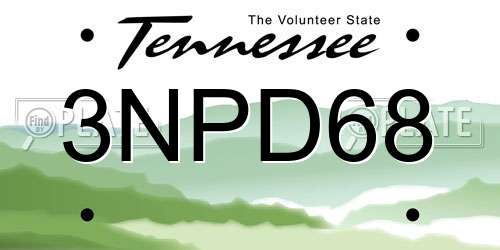 3NPD68 Tennessee License Plate