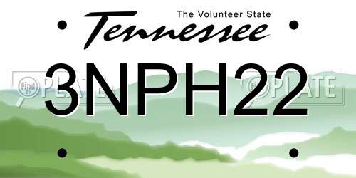 3NPH22 Tennessee License Plate