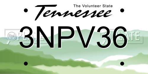 3NPV36 Tennessee License Plate