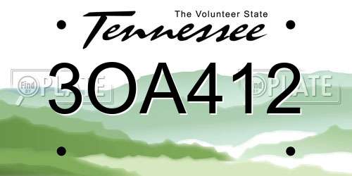 3OA412 Tennessee License Plate