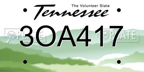 3OA417 Tennessee License Plate