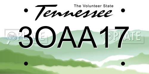 3OAA17 Tennessee License Plate