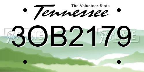 3OB2179 Tennessee License Plate
