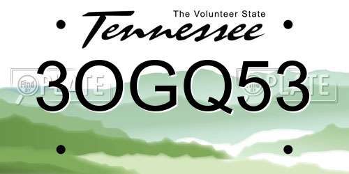 3OGQ53 Tennessee License Plate