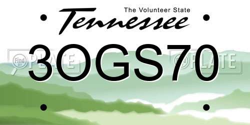 3OGS70 Tennessee License Plate