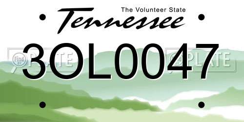 3OL0047 Tennessee License Plate