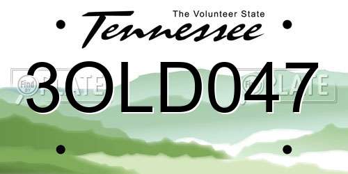 3OLD047 Tennessee License Plate