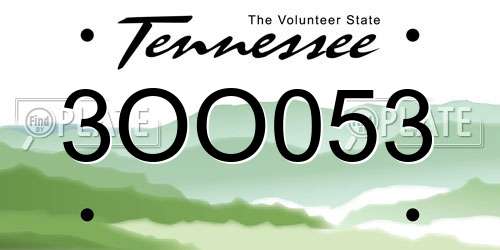 3OO053 Tennessee License Plate
