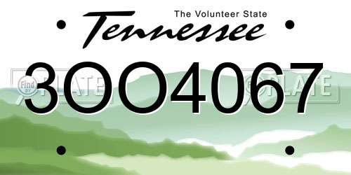 3OO4067 Tennessee License Plate