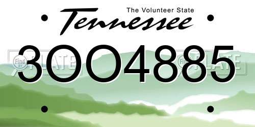 3OO4885 Tennessee License Plate